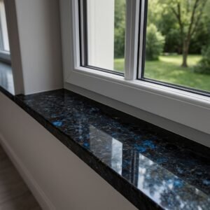 Підвіконня з Лабрадориту Волга Блю (Обробка "Антик"): Оксамитова Текстура, Під Замовлення